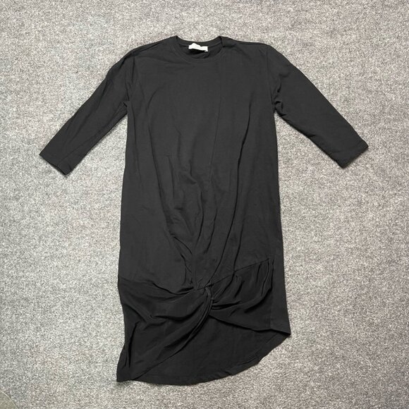 Zara Dresses & Skirts - Zara Trafaluc Womens T Shirt Dress Black Twist Front Mini Crew Neck 3/4 Sleeve S